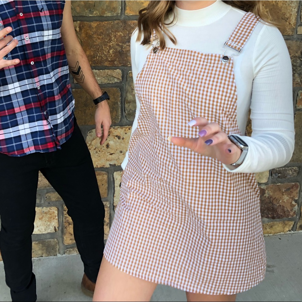 Cute Gingham Overall Dress